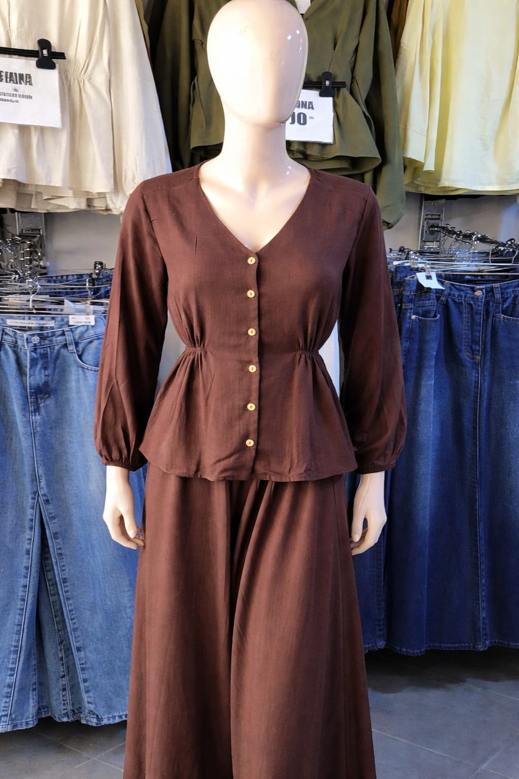 ENSEMBLE JUPE-CHEMISE EN LIN